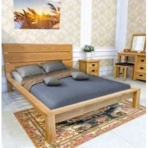 Oak 02 - Nệm 1m8 x 2m : Giường Ngủ Gỗ Sồi 